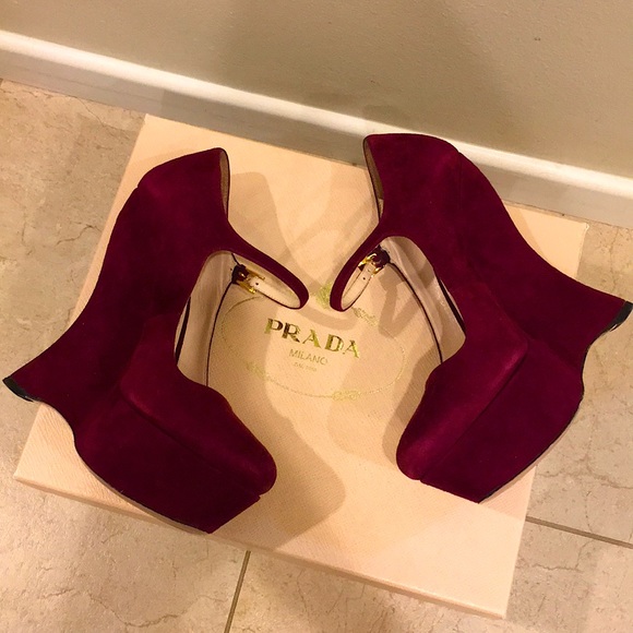 Prada suede Mary Jane platform wedges 36.5 - Picture 4 of 11